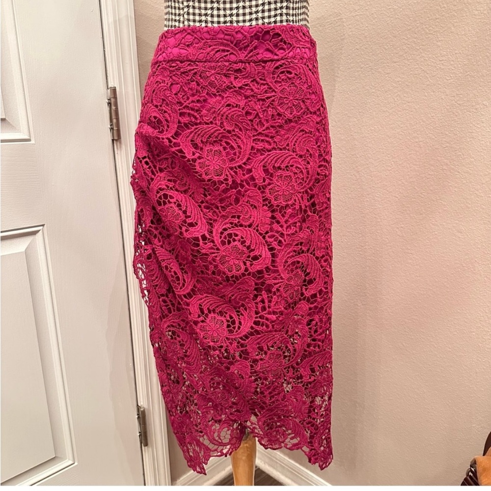 Lulus Elegant Lace Dress in Deep Pink